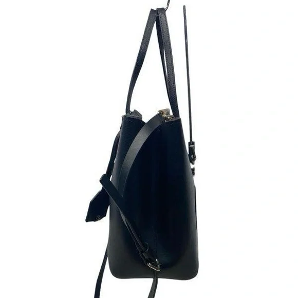 Kate Spade Black Leather Harper Satchel Crossbody Purse - Picture 5 of 16